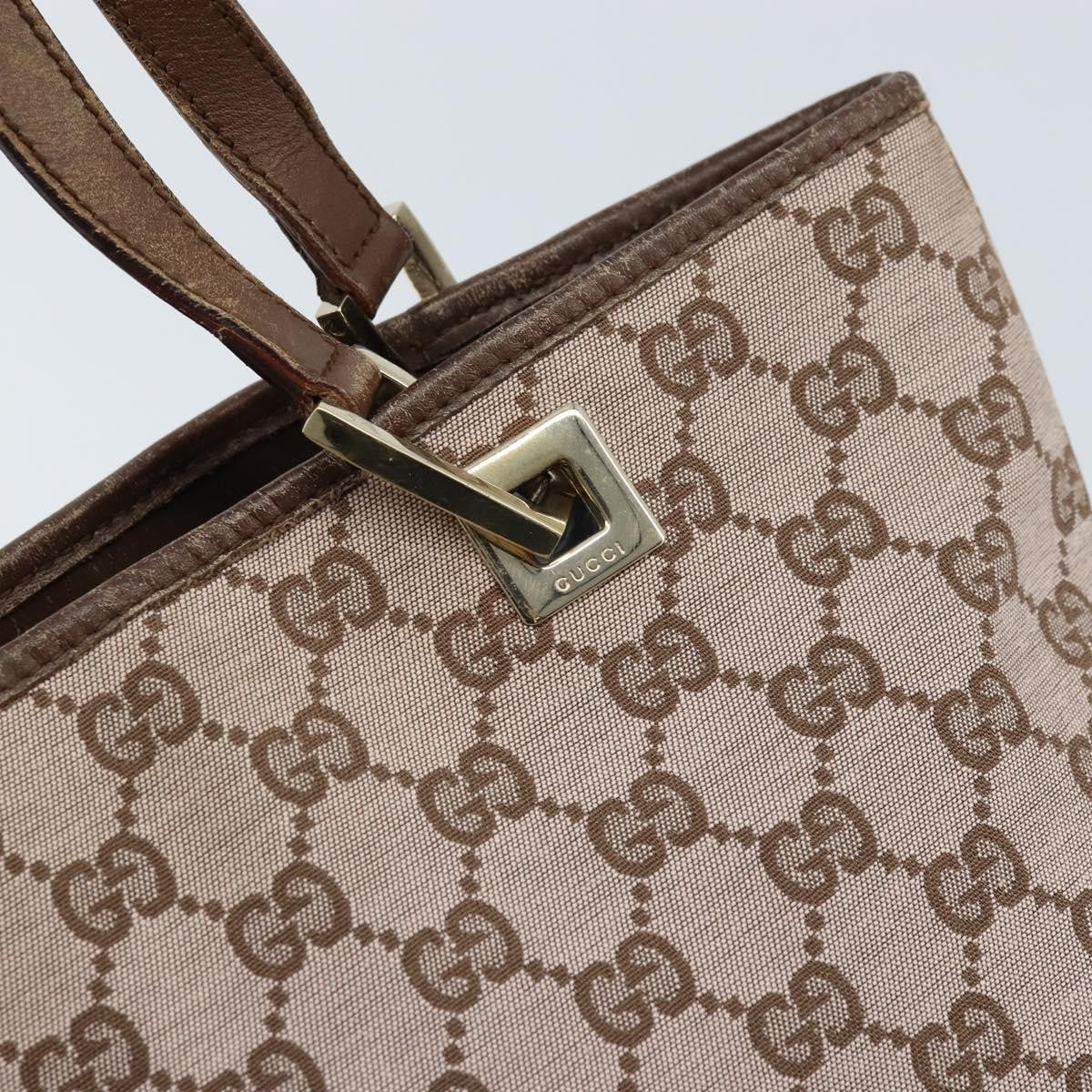 Gucci Vintage Bucket Shopping Tote Gg Canvas Brown Canvas Tote Bag Bag (Pre-Owned)