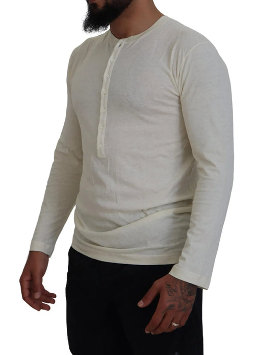 Dsquared² Beige Cotton Linen Long Sleeves Pullover Men's Sweater