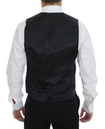 Dolce & Gabbana Gray Striped Wool Single Breasted Men's Vest
