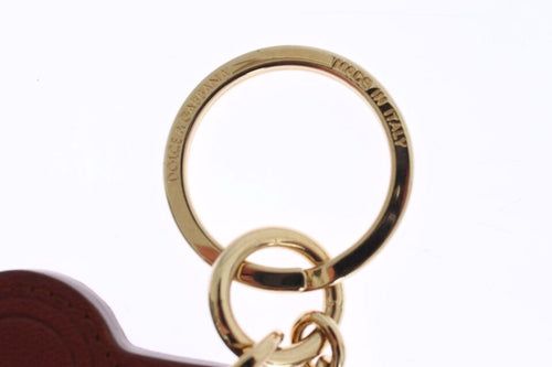 Dolce & Gabbana Elegant Brown Leather Keychain with Gold Men's Detailing