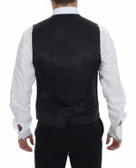 Dolce & Gabbana Elegant Gray Striped Wool Dress Men's Vest