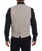 Dolce & Gabbana Beige Cotton Slim Fit Button Front Dress Men's Vest