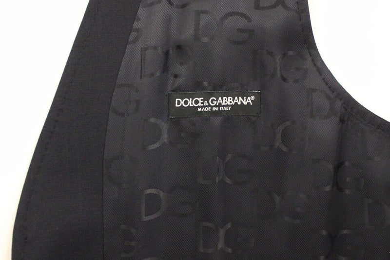Dolce & Gabbana Elegant Gray Striped Wool-Silk Dress Men's Vest
