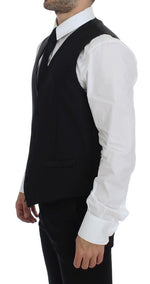 Dolce & Gabbana Black Wool Silk Dress Vest Gilet Men's Weste