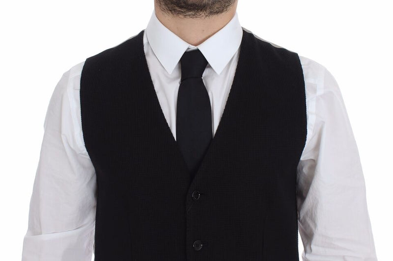 Dolce & Gabbana Black Cotton Dress Vest Blazer Men's Jacket