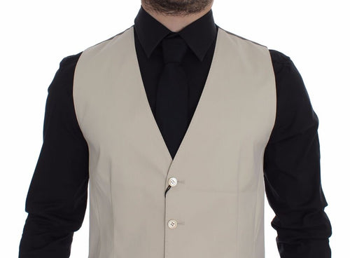 Dolce & Gabbana Beige Cotton Stretch Dress Vest Men's Blazer
