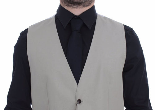 Dolce & Gabbana Beige Cotton Silk Blend Dress Vest Men's Blazer