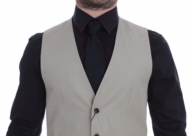 Dolce & Gabbana Chic Beige Single Breasted Dress Men's Vest