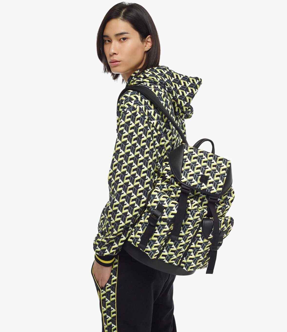 brandenburg backpack in mcm monogram leather MCM Brandenburg Yellow/Black Cubic Monogram Unisex Nylon Backpack