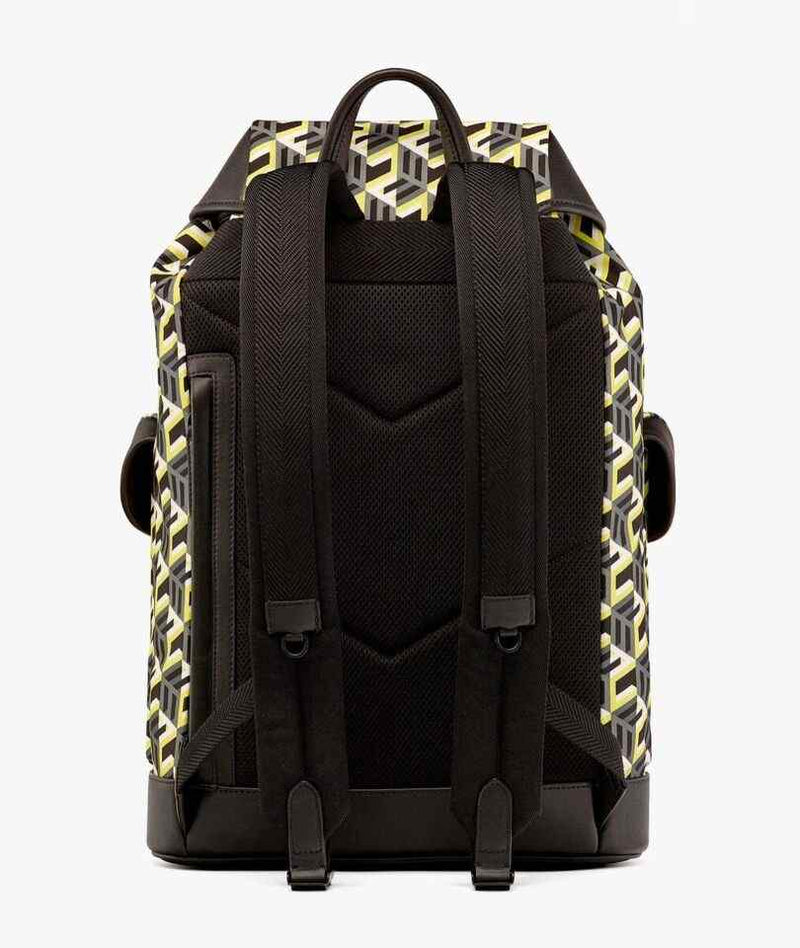 MCM Brandenburg Yellow/Black Cubic Monogram Unisex Nylon Backpack