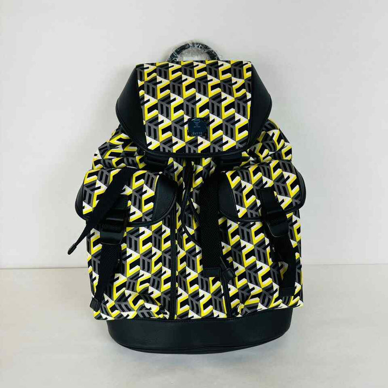 MCM Brandenburg Yellow/Black Cubic Monogram Unisex Nylon Backpack