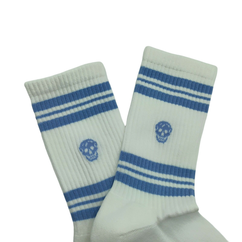 Alexander McQueen Women's White Mid-Calf Skull Sport Socks S 584617 9069