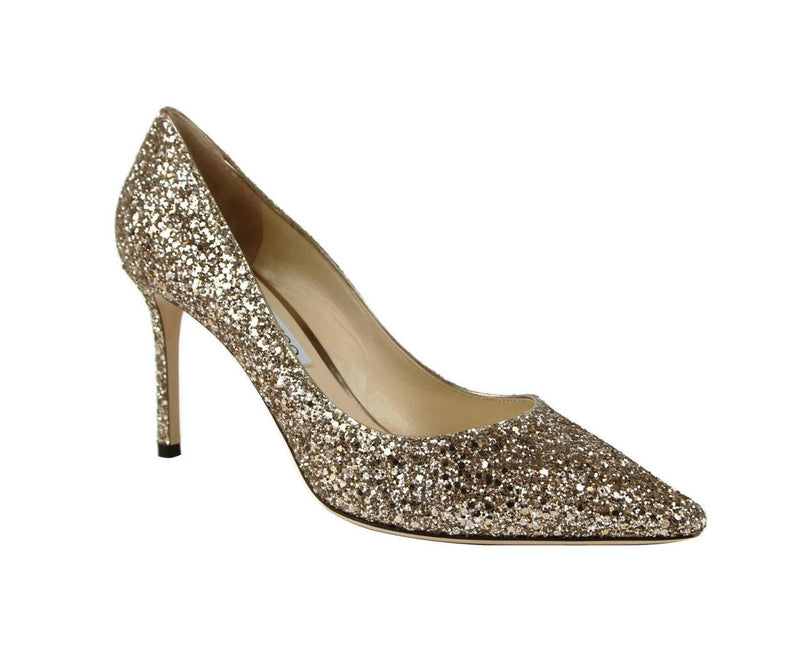 Jimmy Choo Women's Romy 85 Champagne Coarse Glitter Pumps SAO247 (41.5 EU / 11.5 US)