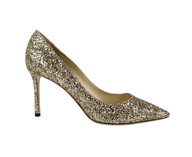 Jimmy Choo Women's Romy 85 Champagne Coarse Glitter Pumps SAO247 (41.5 EU / 11.5 US)