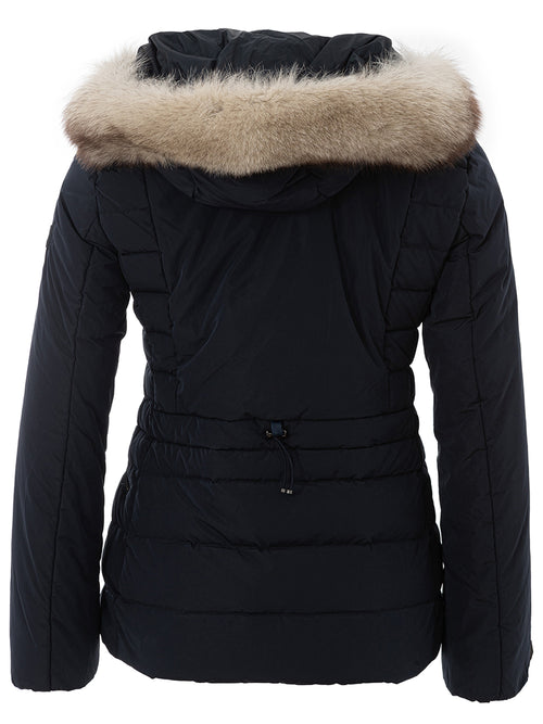 Peuterey Blue Quilted Jacket with Women's Fur