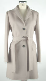 Made in Italy Elegant Virgin Wool Gray Belted Women's Jacket