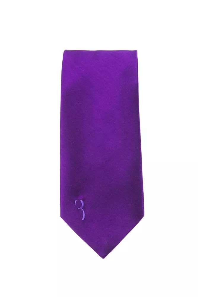 Billionaire Italian Couture Elegant Purple Embroidered Sisal Men's Tie