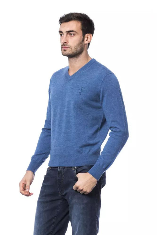 Billionaire Italian Couture Blue Merino Wool Men's Sweater