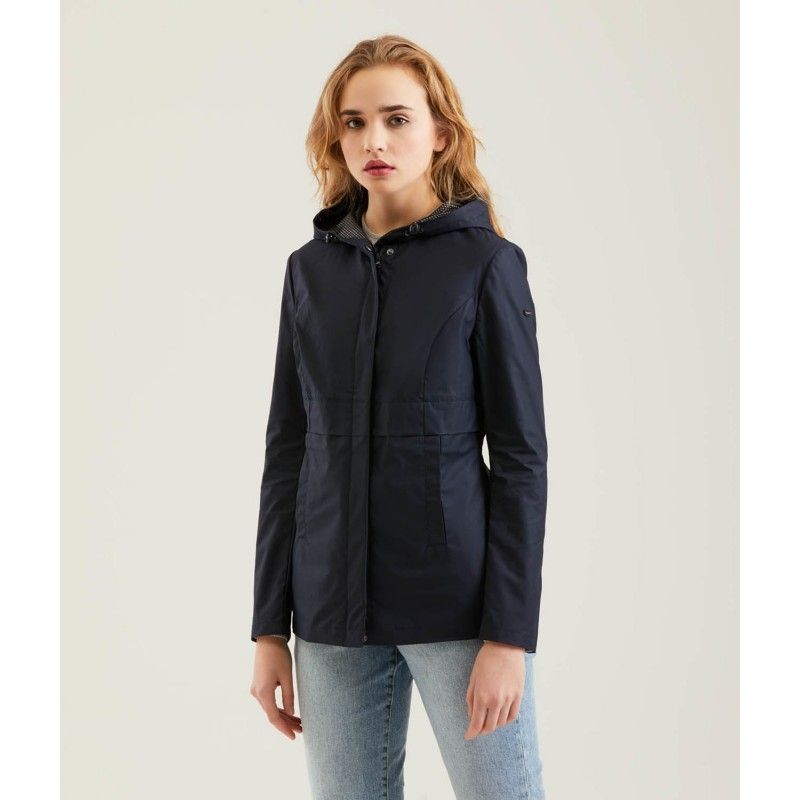 Refrigiwear Chic Blue Polyester Jacket with Zip and Button Women's Detail