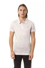 BYBLOS Elegant Beige Linen Polo with Chest Men's Embroidery