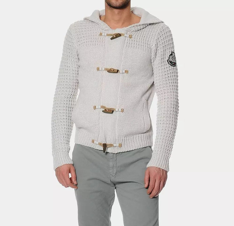 Armata Di Mare Beige Hooded Knit Cardigan with Logo Men's Detail