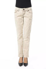 BYBLOS Chic Beige Slim Fit Artisanal Women's Jeans