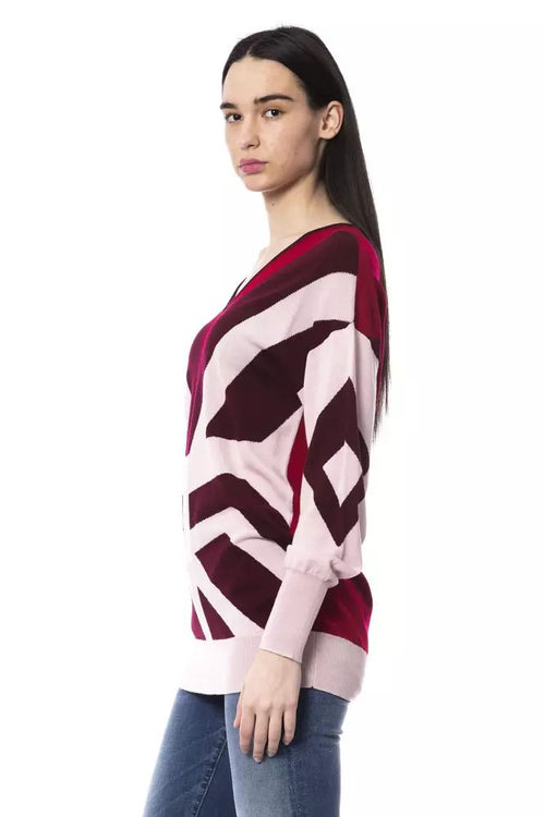 BYBLOS Burgundy Oversized Wool V-Neck Women's Sweater