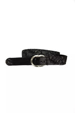 BYBLOS Elegant Black Textured Weave Leather Women's Belt