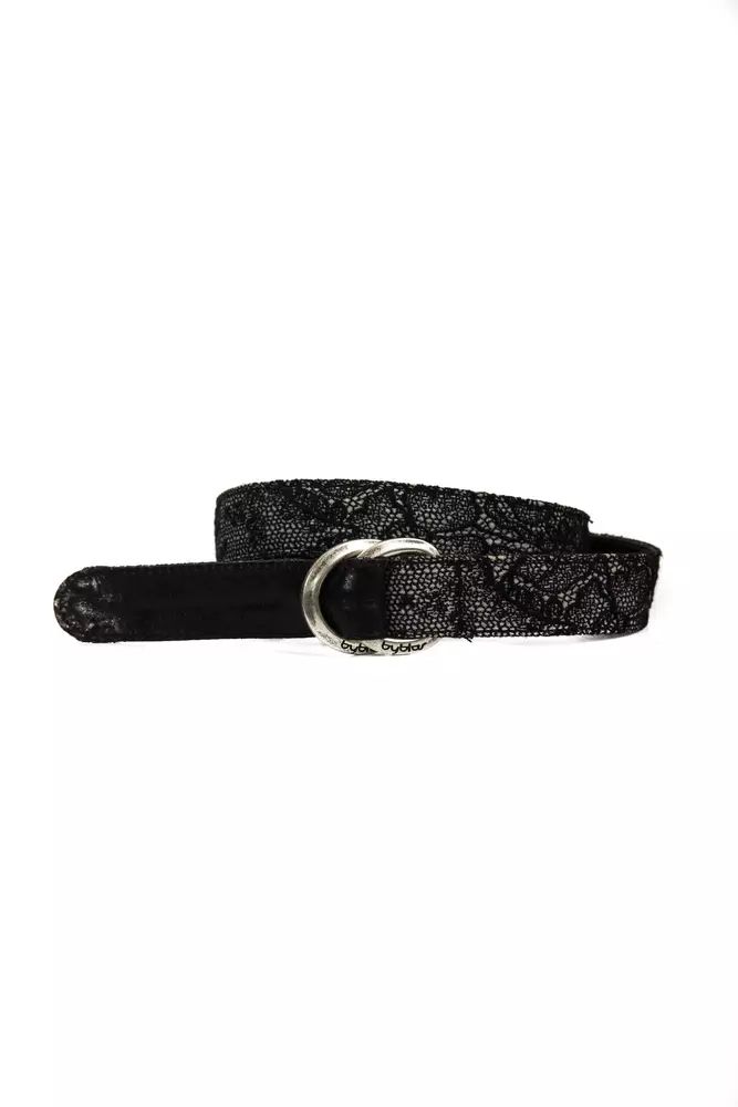 BYBLOS Elegant Black Textured Weave Leather Women's Belt