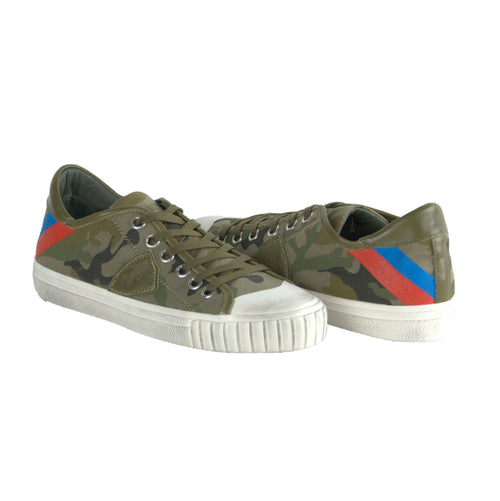 Philippe Model Gare L U Bandes Camou Vert Leather Men's Sneakers
