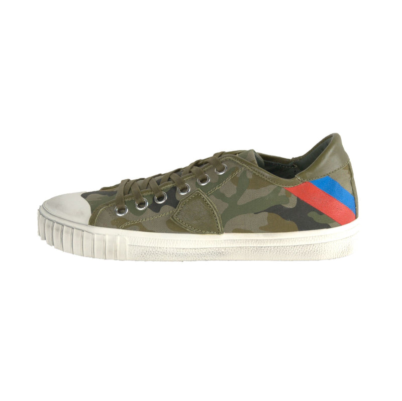 Philippe Model Gare L U Bandes Camou Vert Leather Men's Sneakers