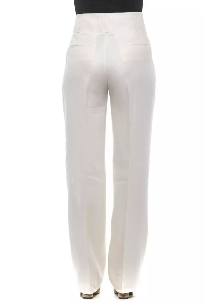 Peserico Elegant High-Waisted Flax Palazzo Women's Pants