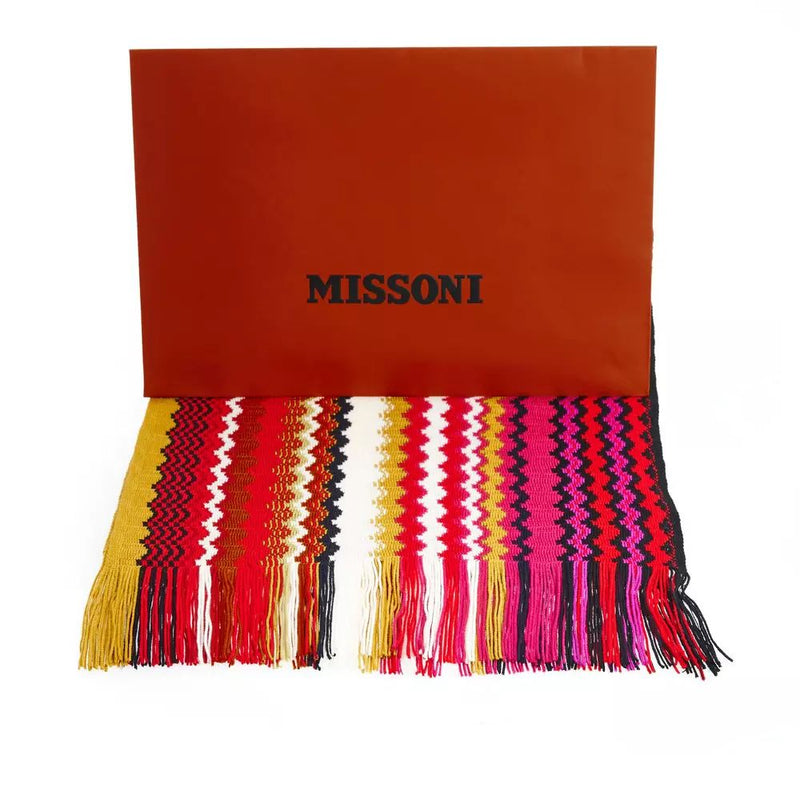 Missoni Geometric Patterned Fringed Scarf in Vibrant Women's Hues
