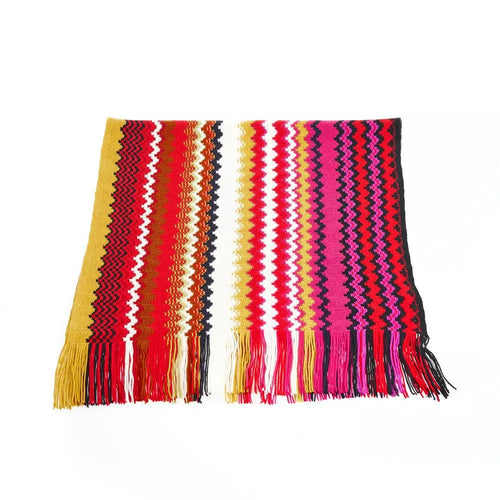 Missoni Geometric Patterned Fringed Scarf in Vibrant Women's Hues