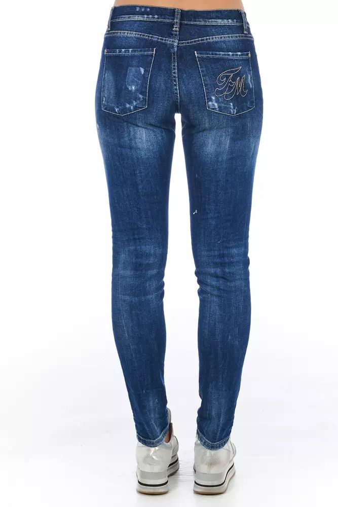 Frankie Morello Chic Worn Wash Skinny Denim Women's Jeans