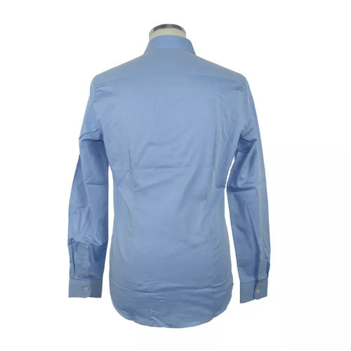 Made in Italy Elegance Unleashed Light Blue Cotton Men's Shirt