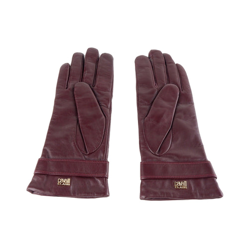 Cavalli Class Elegant Lambskin Leather Gloves in Women's Red