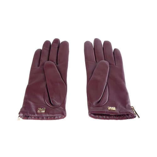 Cavalli Class Elegant Lambskin Leather Gloves in Women's Pink