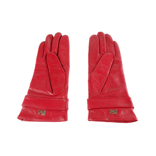 Cavalli Class Elegant Red Leather Women's Gloves