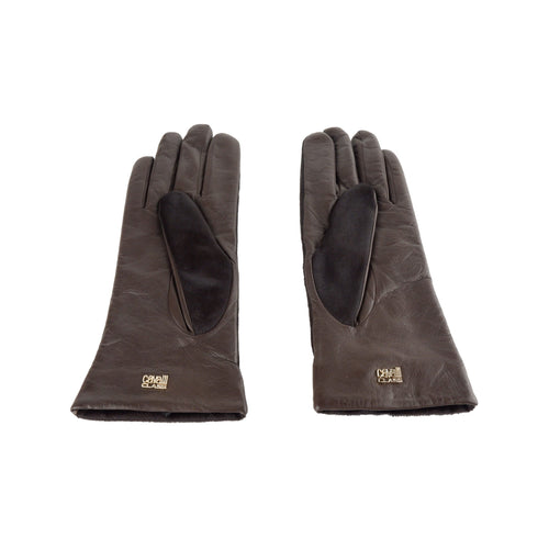 Cavalli Class Elegant Dark Brown Leather Women's Gloves