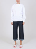 Love Moschino Chic Blue Cotton Trousers with Turn-Up Women's Cuff
