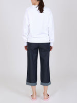 Love Moschino Chic Blue Cotton Trousers with Turn-Up Women's Cuff