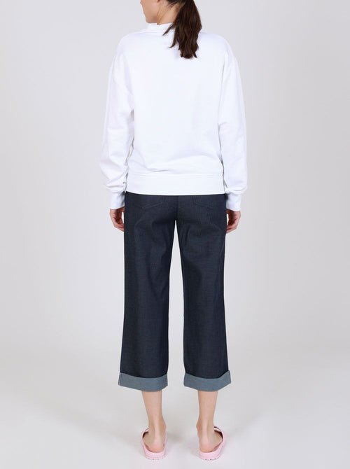 Love Moschino Chic Blue Cotton Trousers with Elegant Women's Turn-Up
