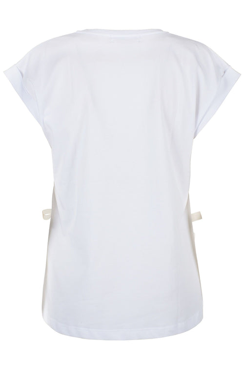 Yes Zee Chic White Cotton Tee with Signature Women's Detail