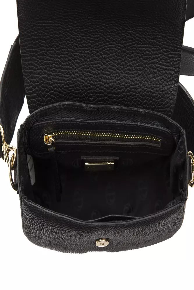 Pompei Donatella Elegant Black Leather Crossbody Women's Bag