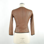 Emilio Romanelli Chic Brown Leather Jacket with Slim Women's Fit