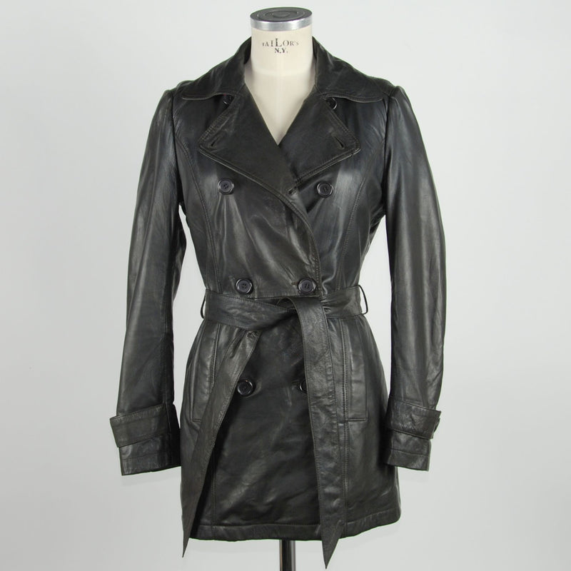 Emilio Romanelli Elegant Brown Leather Trench Women's Coat