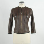 Emilio Romanelli Elegant Brown Leather Jacket for Sleek Women's Style
