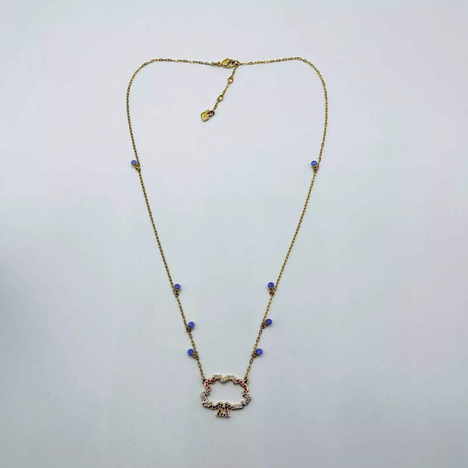 Swarovski Gold Jeweled Pink and White Tree Necklace with Chain