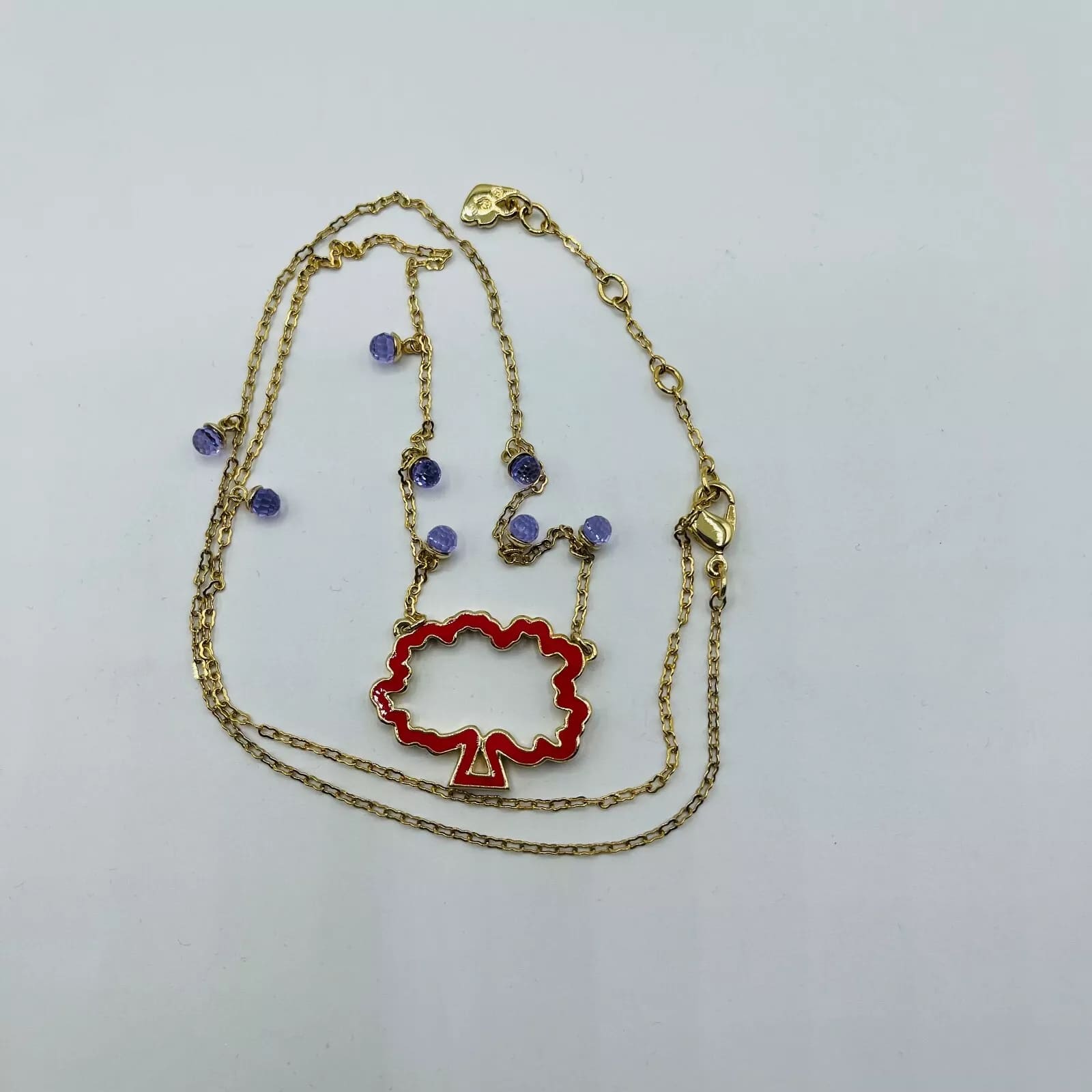 Swarovski Gold Jeweled Pink and White Tree Necklace with Chain